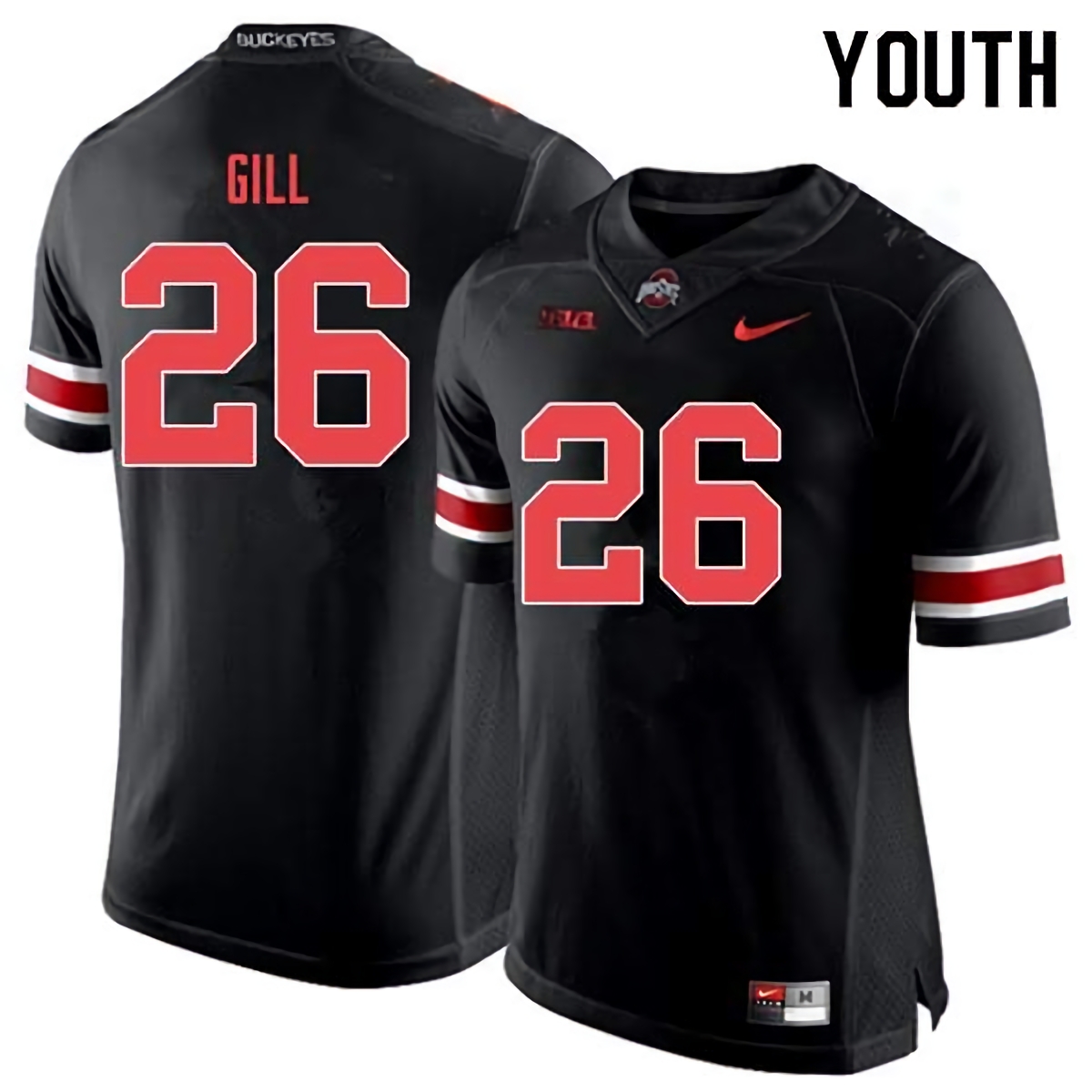 Jaelen Gill Ohio State Buckeyes Youth NCAA #26 Nike Black Out College Stitched Football Jersey EUY6056ST